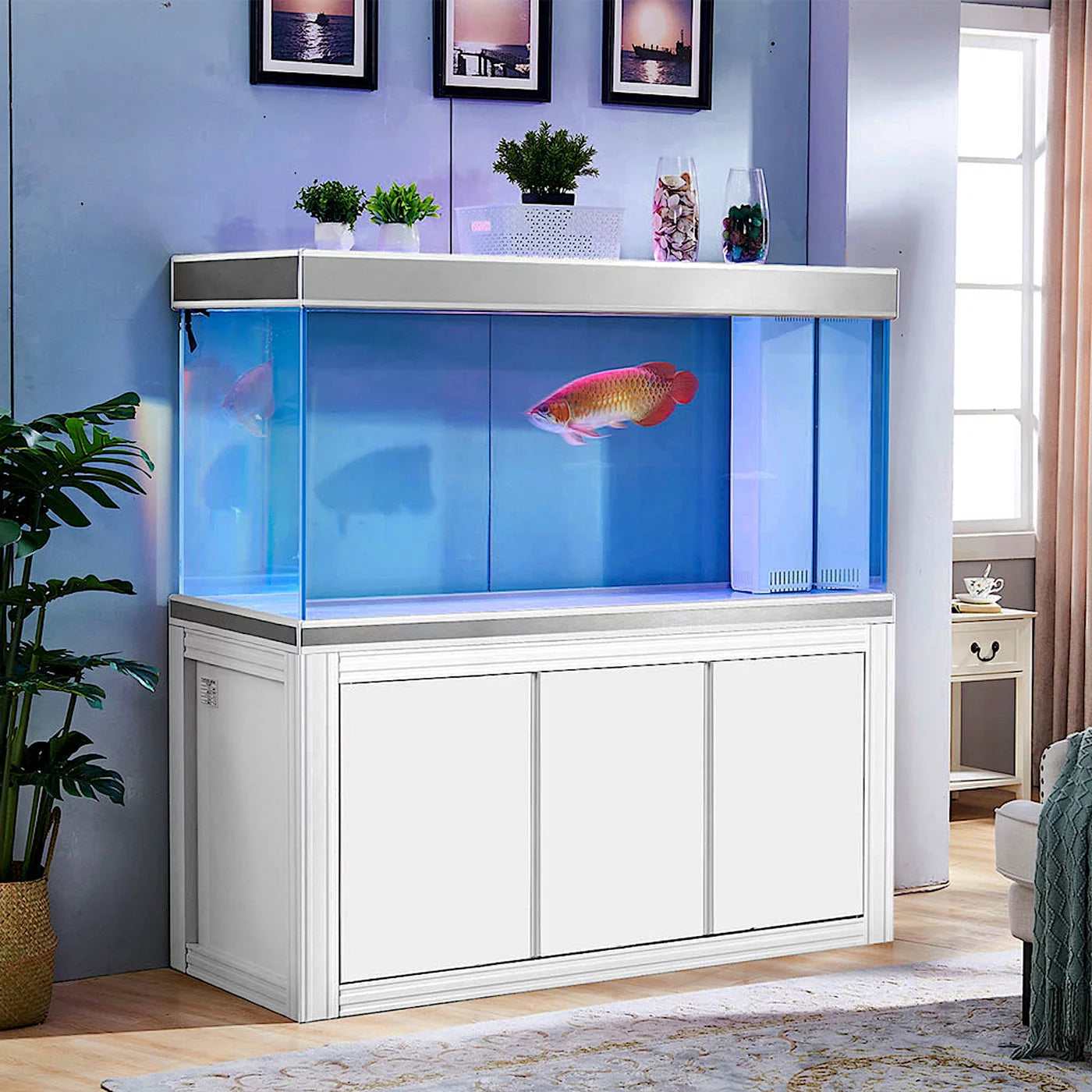 Aqua Dream 200 Gallon Tempered Glass All-in-one Aquarium White and Silver