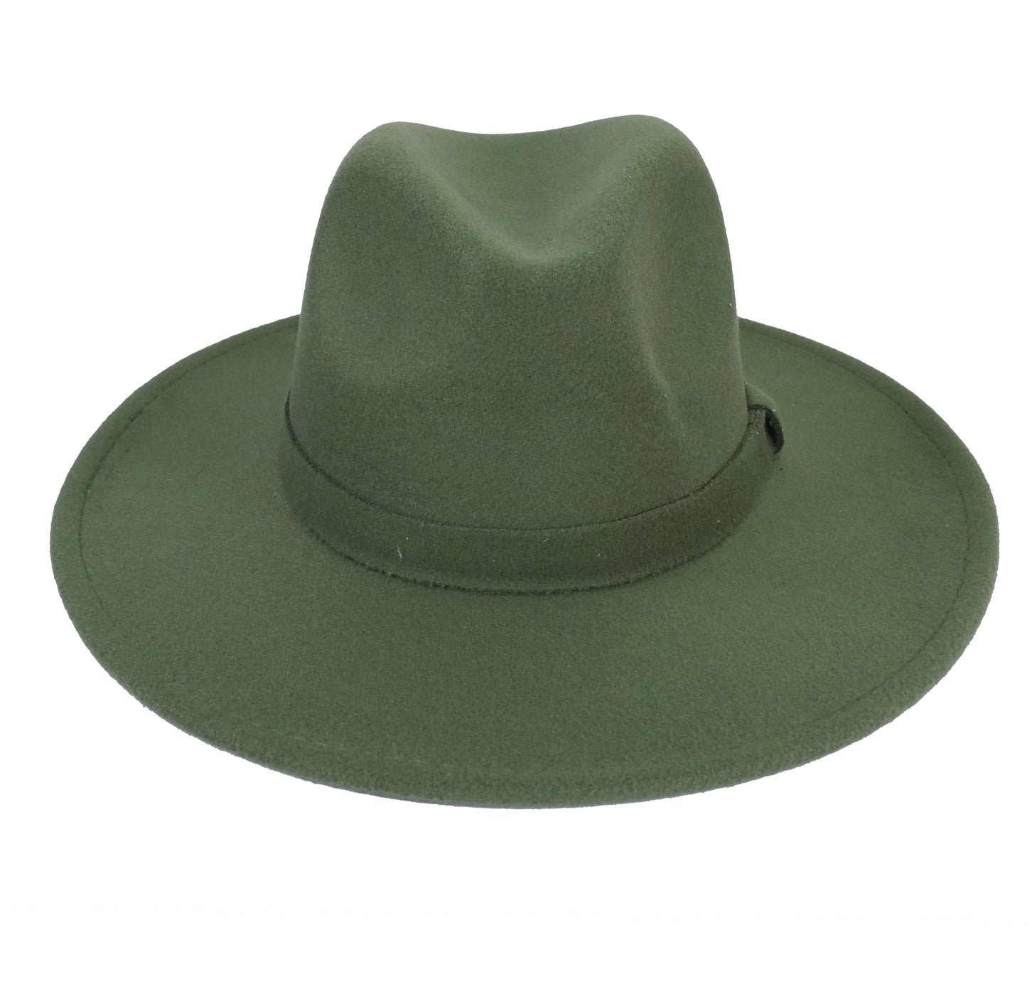 Army Green Fedora Panama Upturn Wide Brim Cotton Blend Felt Hat