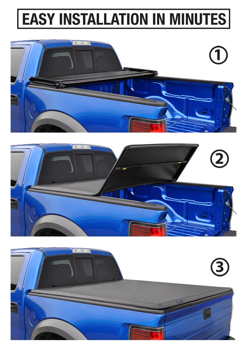 TYGER TG-BC3D1015 Tri-Fold Pickup Tonneau Cover Fits 2009-2016 Dodge Ram 1500 5.8 feet (69.6 inch) Trifold Truck Cargo Bed Tonno Cover (NOT For Stepside) 2010 2011 2012 2013 2014 2015