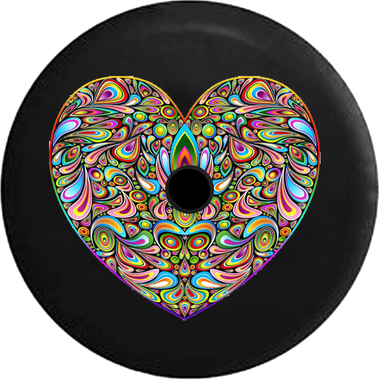 2018 2019 Wrangler JL Backup Camera Psycodelic Heart Hippie Love Spare Tire Cover for Jeep RV 32 Inch