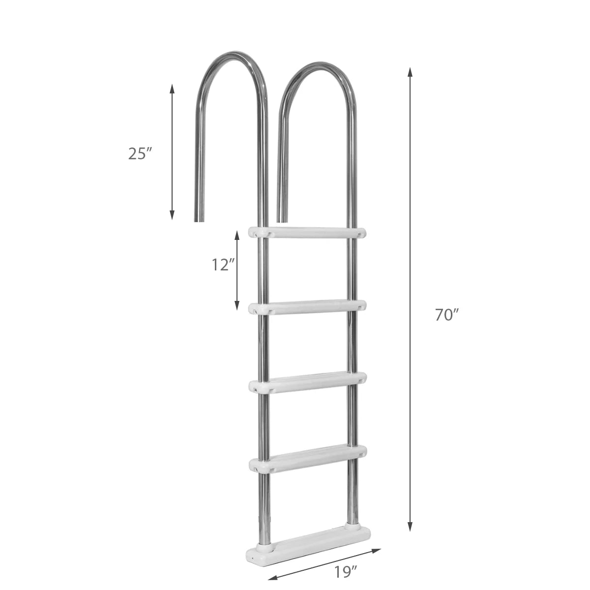 XtremepouwerUS 5-Step Swimming Pool Ladder Stainless Steel Steps, In-Ground Pool Step