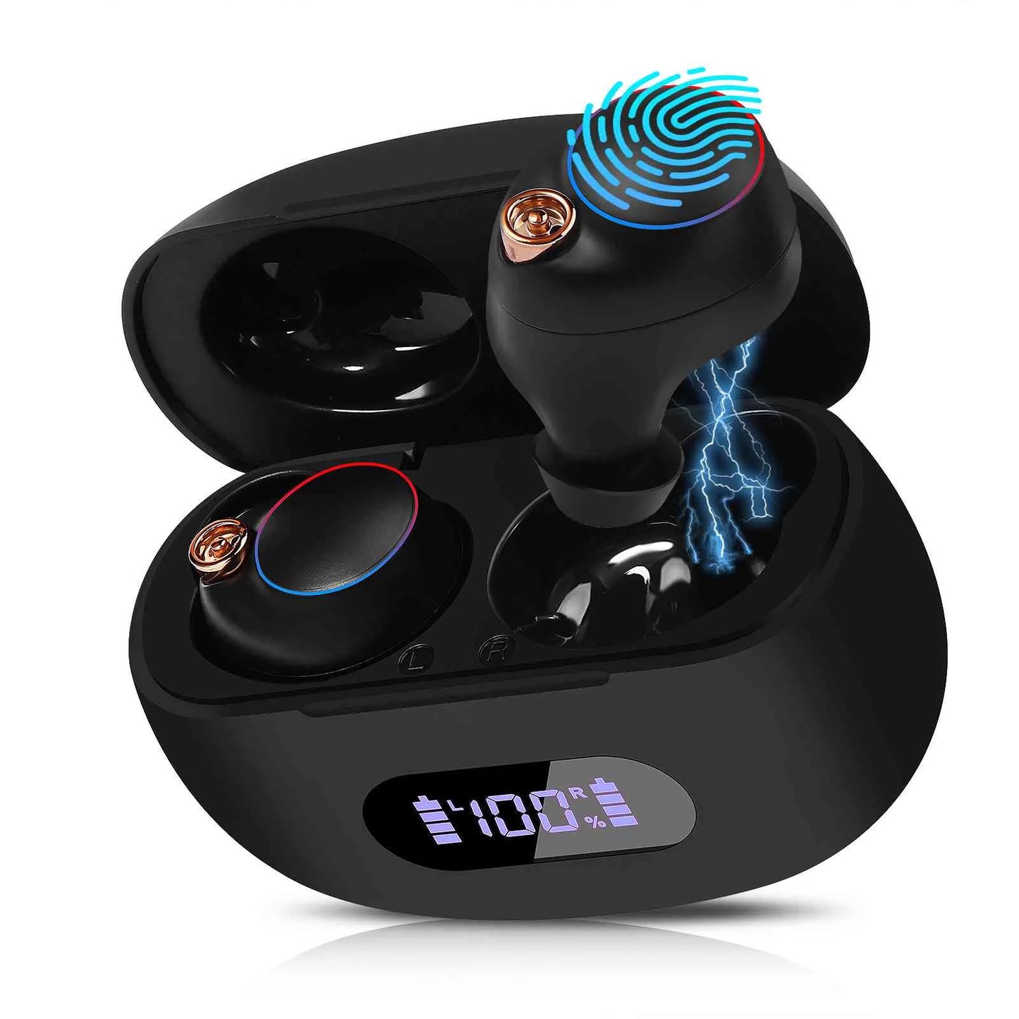 UrbanX True Wireless Bluetooth Earbuds + Charging Case, Black, Dual Connect, IPX5 Water Resistance, Bluetooth 5.2 Connection, Balanced, Bass Boost Compatible with Tab 4 10 Plus