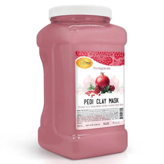 SPA REDI - Clay Mask, Pomegranate, 128 Oz - Pedicure and Body Deep Cleansing, Skin Pore Purifying, Detoxifying and Hydrating - Natural Bentonite Clay, Infused with