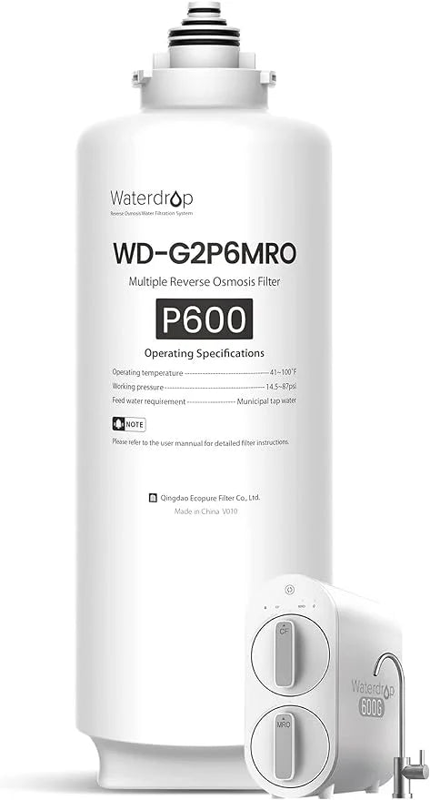 Waterdrop WD-G2P600-RO Filter, Replacement for WD-G2P600-W Reverse Osmosis System, 2-year Lifetime, Reduce PFAS