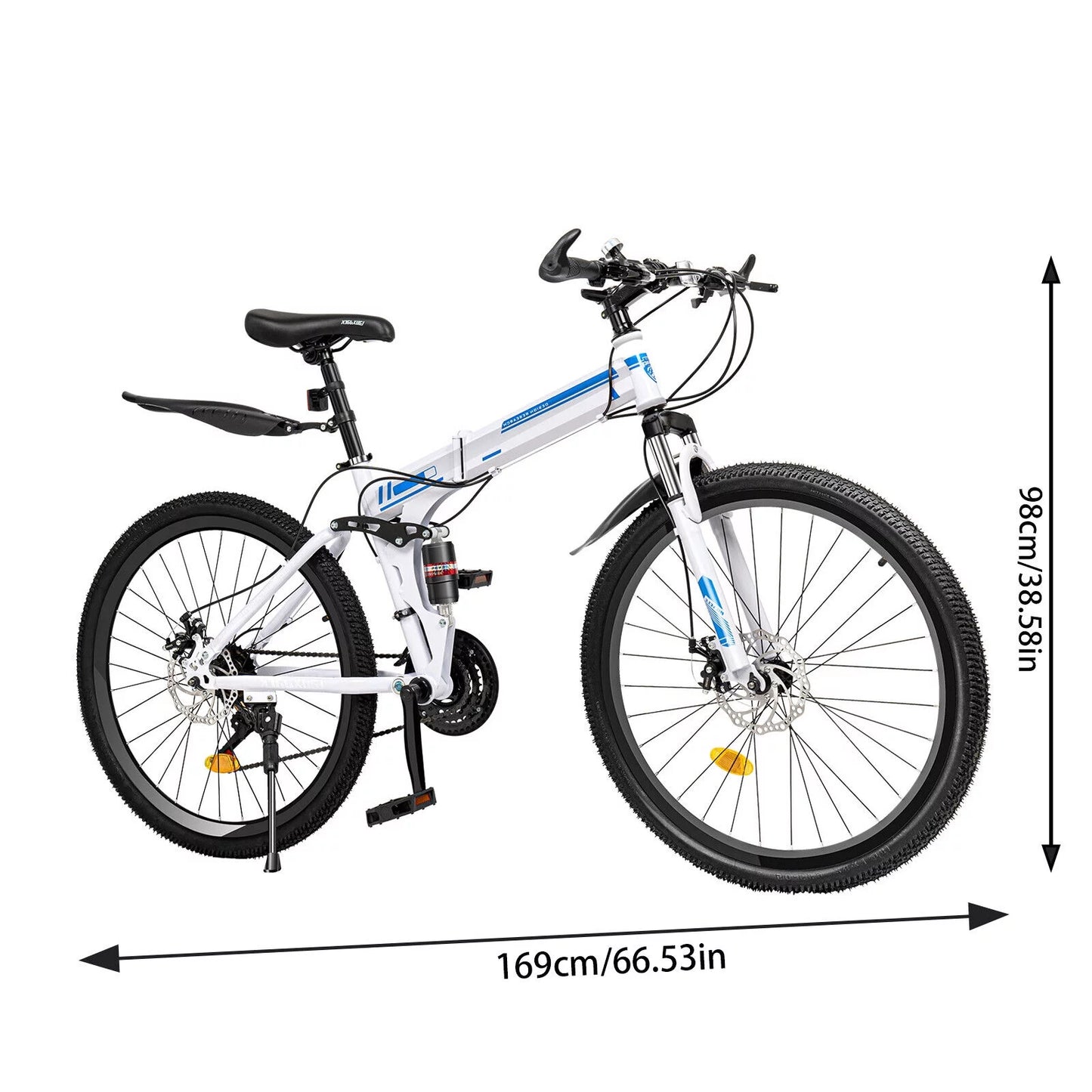 SHZICMY 26" Folding Mountain Bike 21 Speed Men Bikes MTB Bicycle School Dual Disc Brake