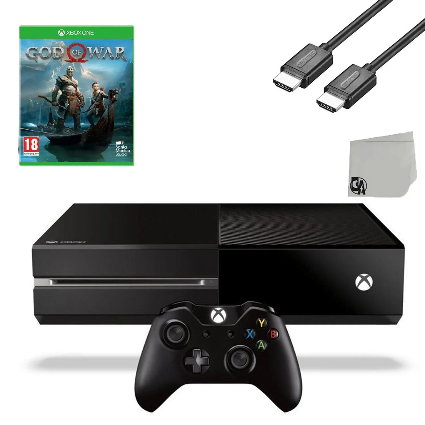 Xbox One Original 500GB Gaming Console Black HDMI Cable With God Of War Game BOLT AXTION Bundle Refurbished