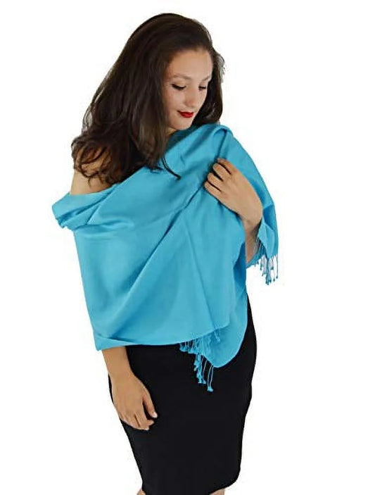 Scarf/Scarves/Shawl/Shawls/Stole/Wrap/Pashmina Scarf/Pashmina Shawl/Cashmere/Cashmere Scarf/Wool/Silk (Turquoise)