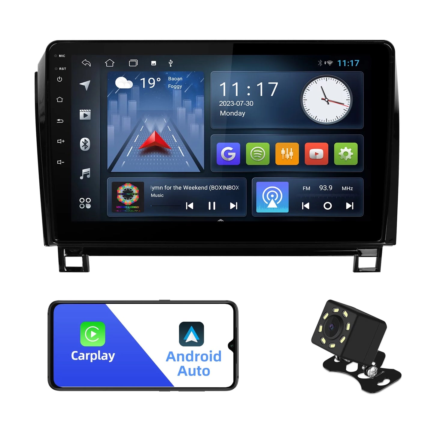 2+32G 10.1 inches Android 10 Double Din Car Stereo for Toyota Tundra 2007-2013 & Sequoia 2008-2018 IPS Touchscreen Screen Car Radio with Carplay & Android Auto Support Backup Camera GPS Navi FM BT