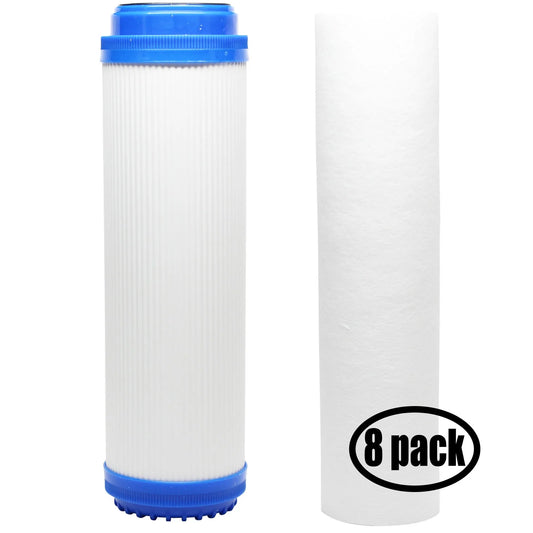 8-Pack Replacement for Filter Kit for Aqua Pure SST1 RO System - Includes Polypropylene Sediment Filter & Granular Activated Carbon Filter - Denali Pure Brand