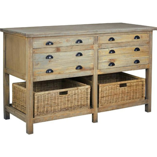 Sunset Trading CC-TAB228S-DW 61 in. Cottage Double Bay Sideboard - Driftwood Brown