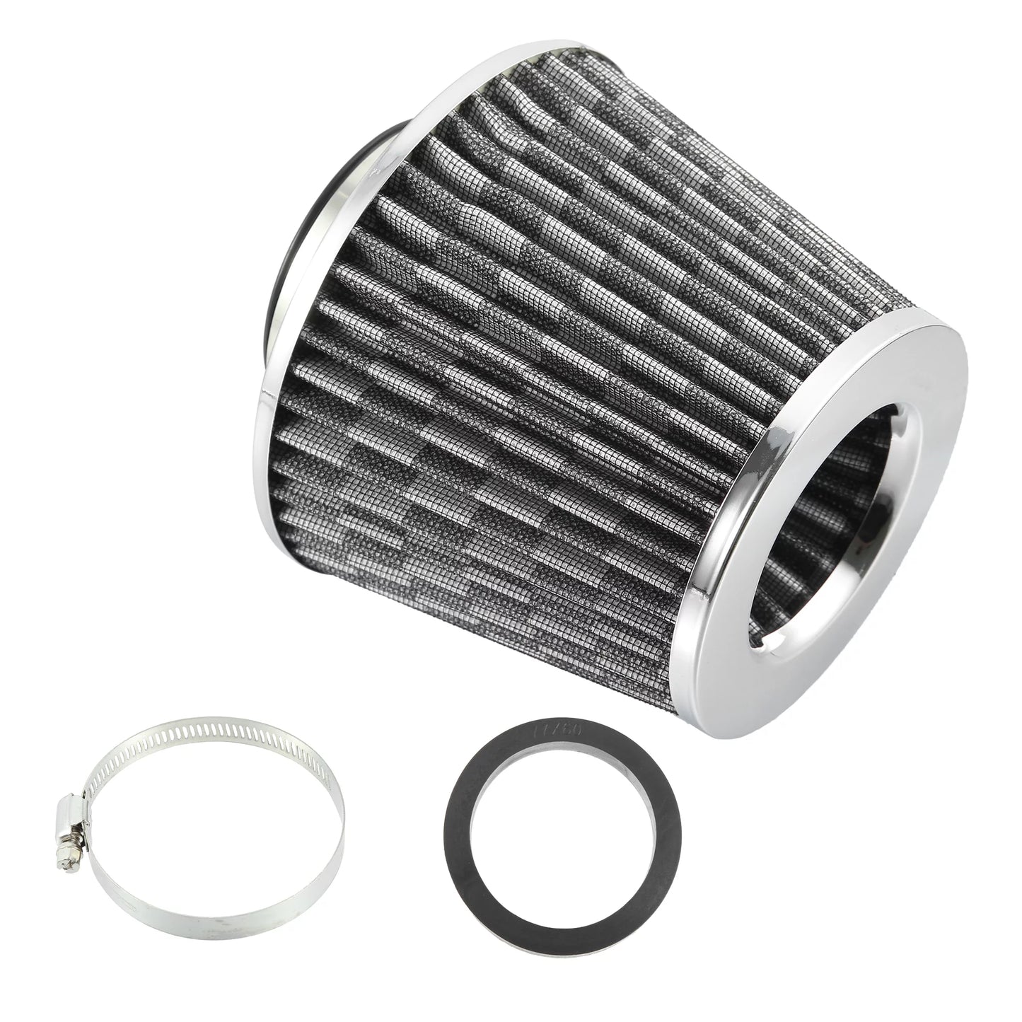 1pcs 2.3" 60mm Reducer Ring Inlet Cold Air Intake Cone Replacement Washable Clamp on Dry Air Filter Carbon Fiber Pattern