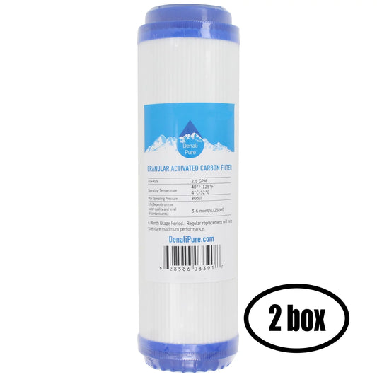 2 Boxes of Replacement for Anchor Water Filter AF-3700 Granular Activated Carbon Filter - Universal 10-inch Cartridge for Anchor Water Filters AF-3700 7- STAGE COUNTERTOP FILTER - Denali Pure Brand