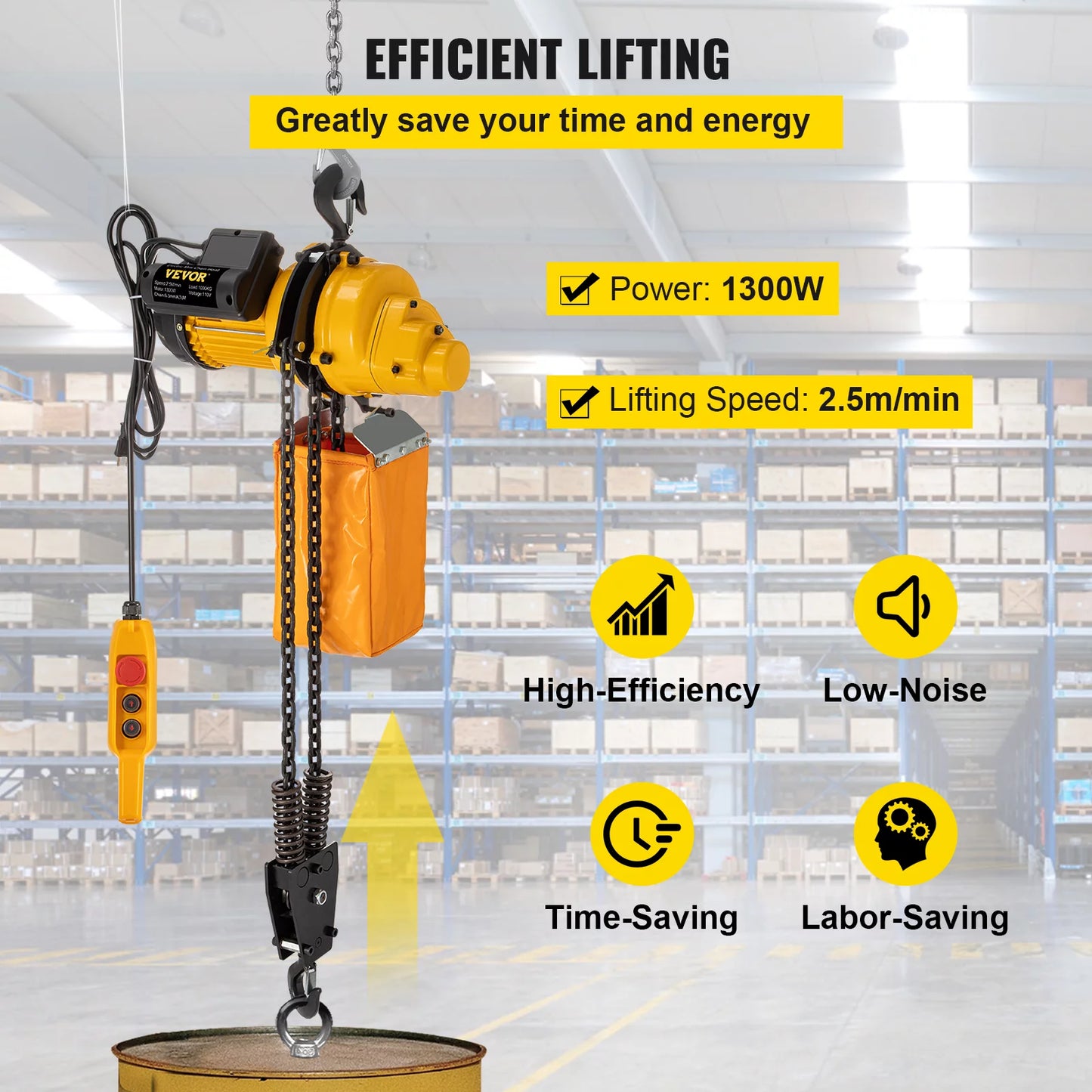 VEVOR Lift Electric Hoist, 2200 lbs Electric Winch w/ 10ft Wired Remote Control, 110V Overhead Crane Garage Ceiling Pulley Winch of 10ft Lift Height, Pre-owned In Factories, Warehouses, Construction