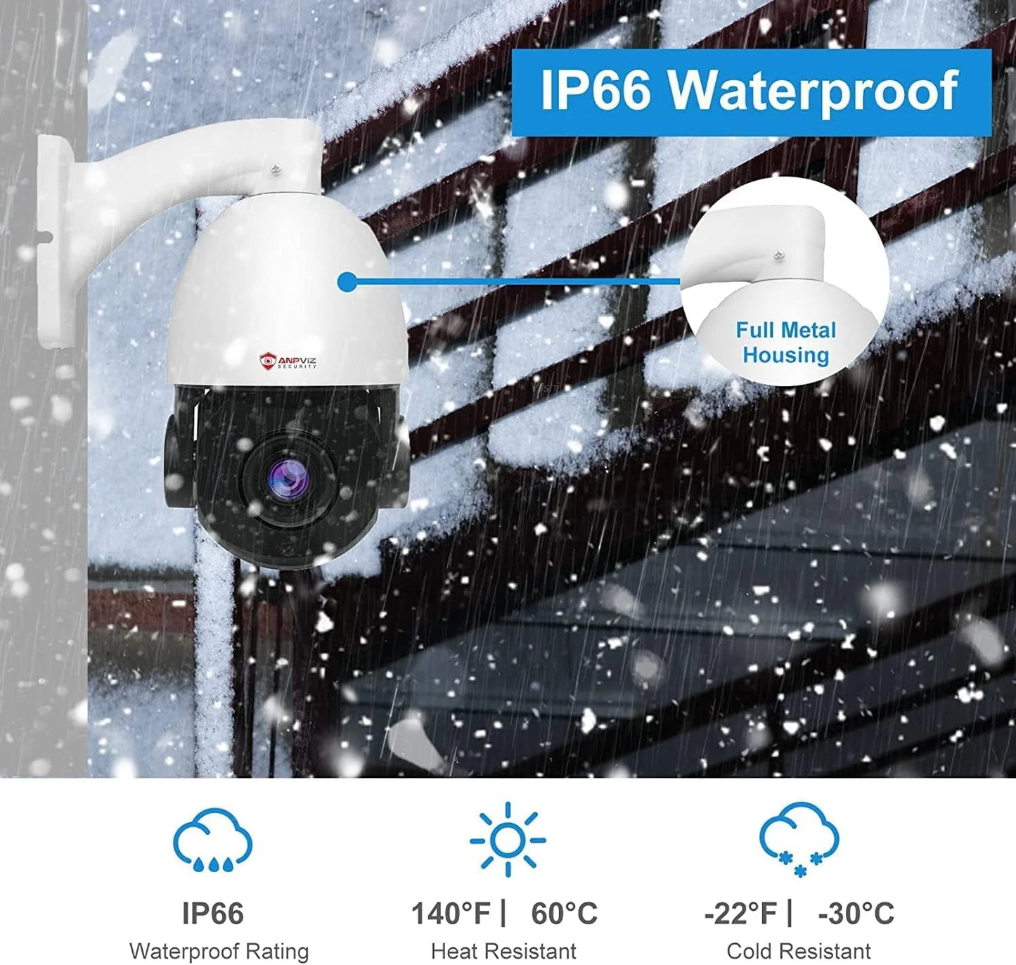 Anpviz 8MP PoE PTZ IP Surveillance Camera 20X Optical Zoom, PTZ IP Security Camera Outdoor Indoor with Mic/Audio, Person Vehicle Detection, IR Night Vision, Metal, Pan 360°/Tilt 90°, IP66 Waterproof