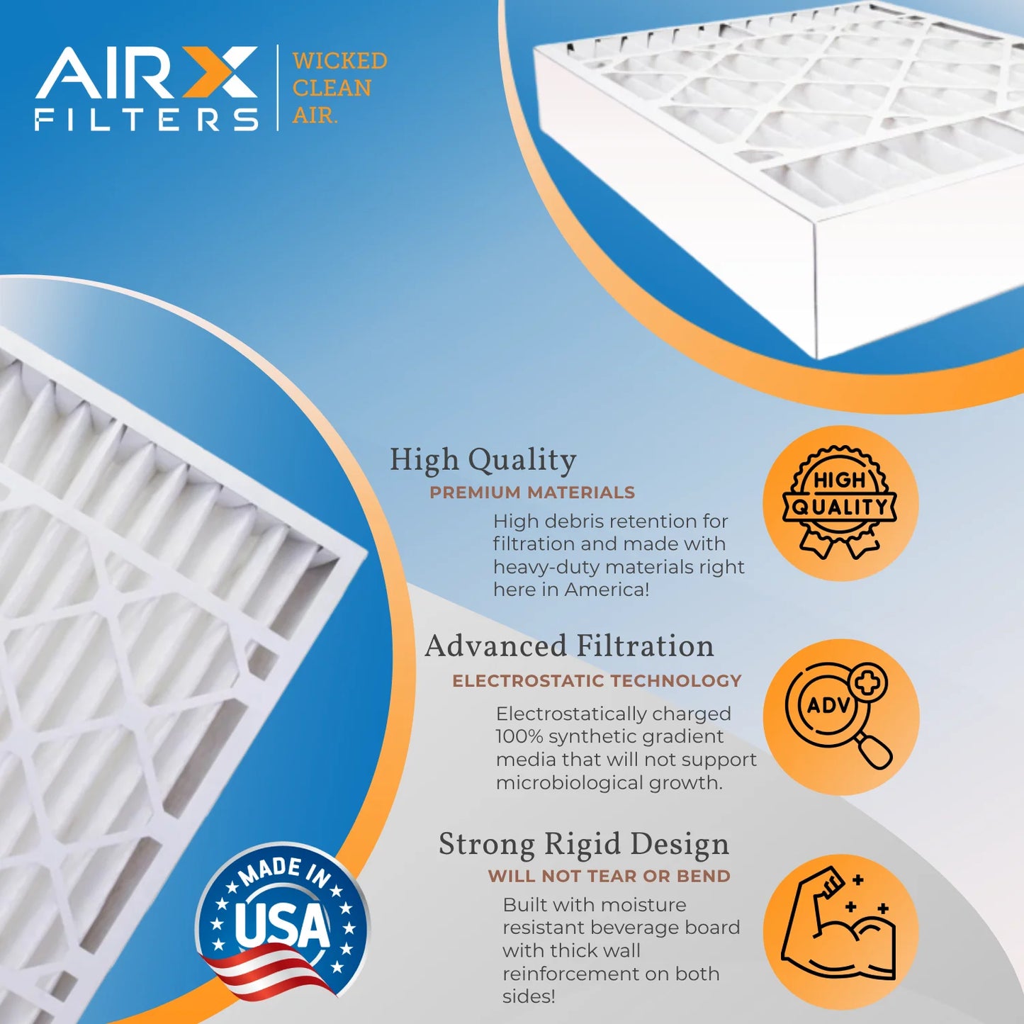 20x24x4 Air Filter MERV 8 Comparable to MPR 700 & FPR 5 Electrostatic Pleated Air Conditioner Filter 6 Pack HVAC AC Premium USA Made 20x24x4 Furnace Filters by AIRX FILTERS WICKED CLEAN AIR.