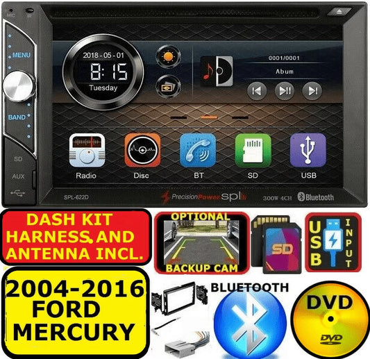 04-16 FORD MERCURY BLUETOOTH TOUCHSCREEN CD/DVD USB SD AUX CAR STEREO RADIO PKG