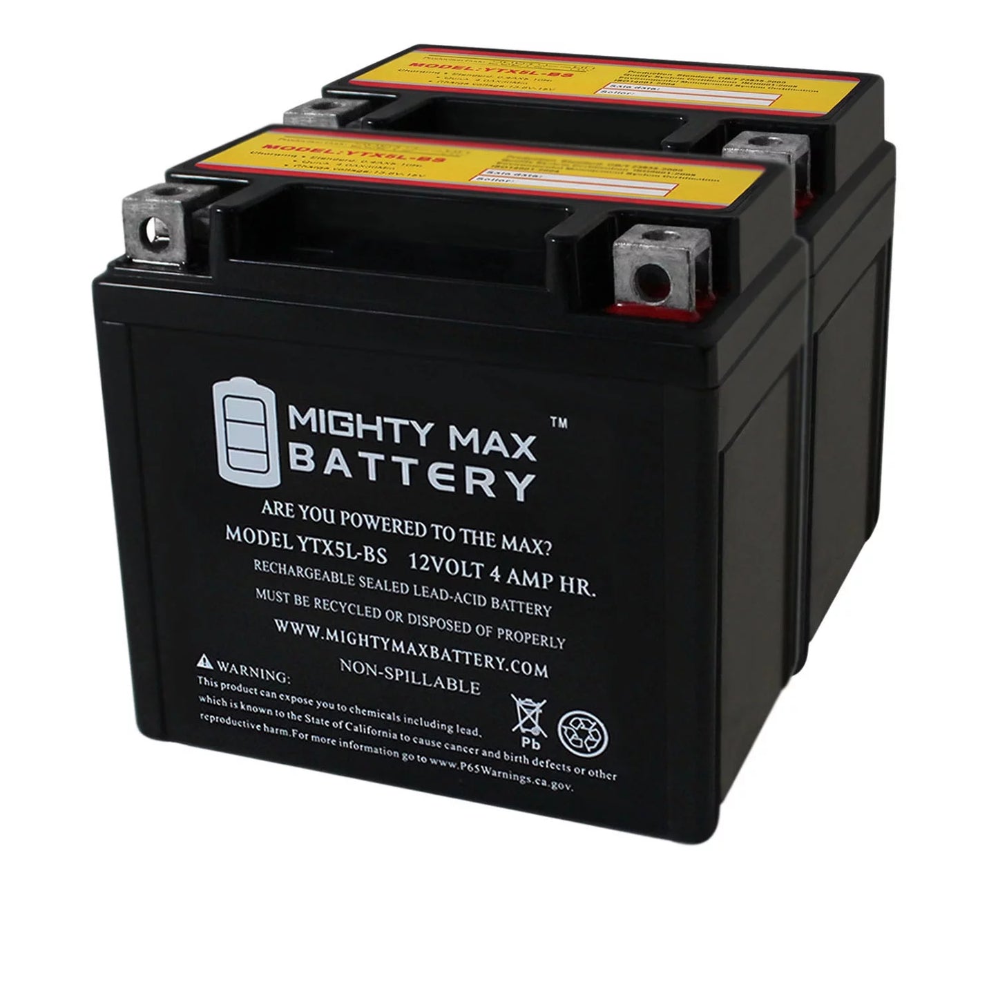 YTX5L-BS 12V 4AH Battery Replacest Yamaha 230 TTR230 05-20 - 2 Pack