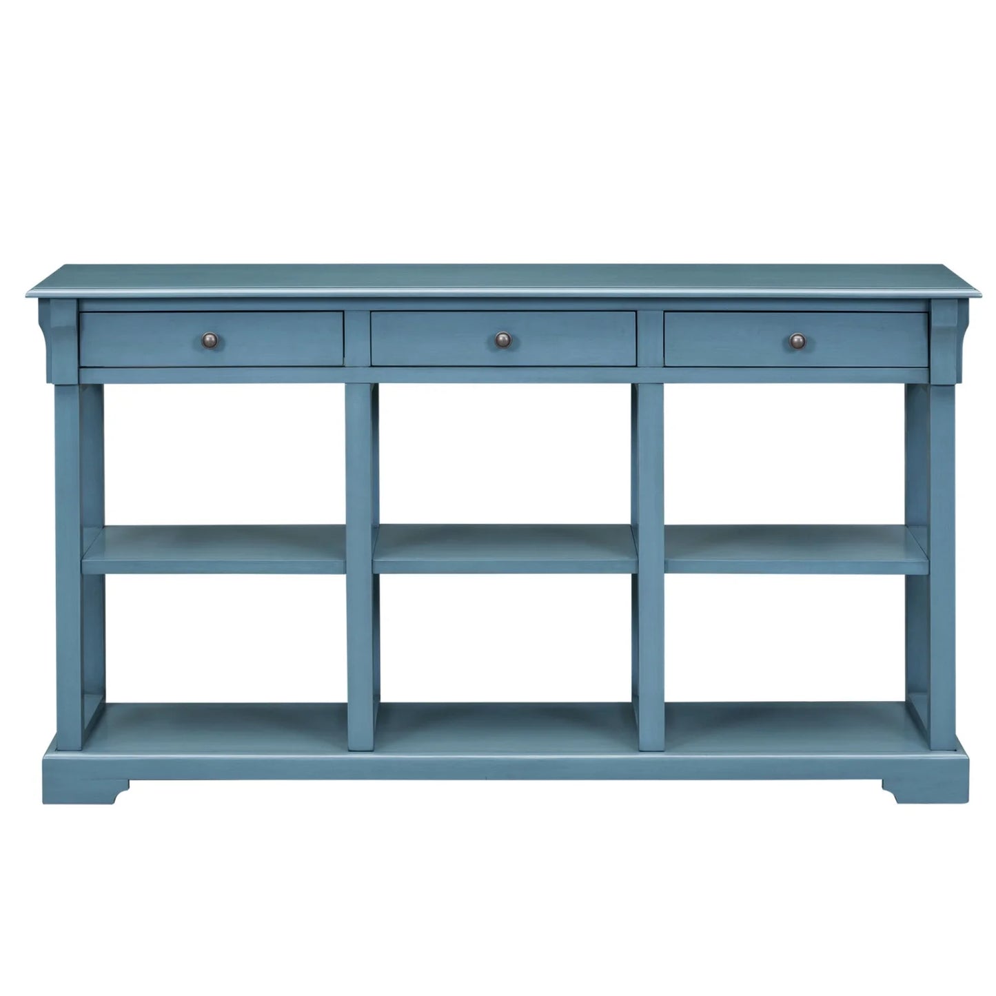 TREXM Retro Console Table/Sideboard with Ample Storage Open Shelves and Drawers for Living Room (Navy OLD SKU WF298765AAM)