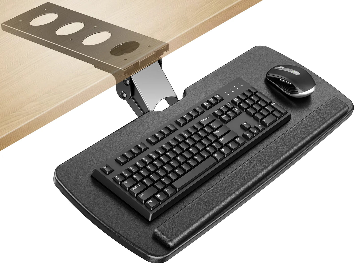 Sliding Keyboard & Mouse Tray,25" x 9.8" Adjustable, Black