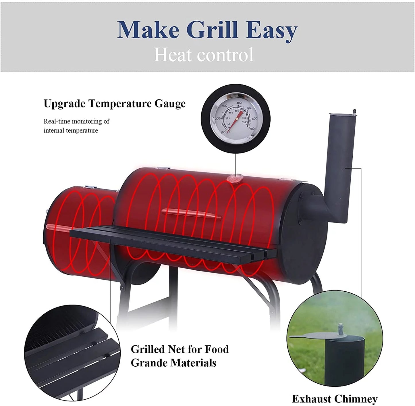 Vebreda Outdoor BBQ Grill Charcoal Barbecue Pit Backyard Meat Cooker Smoker