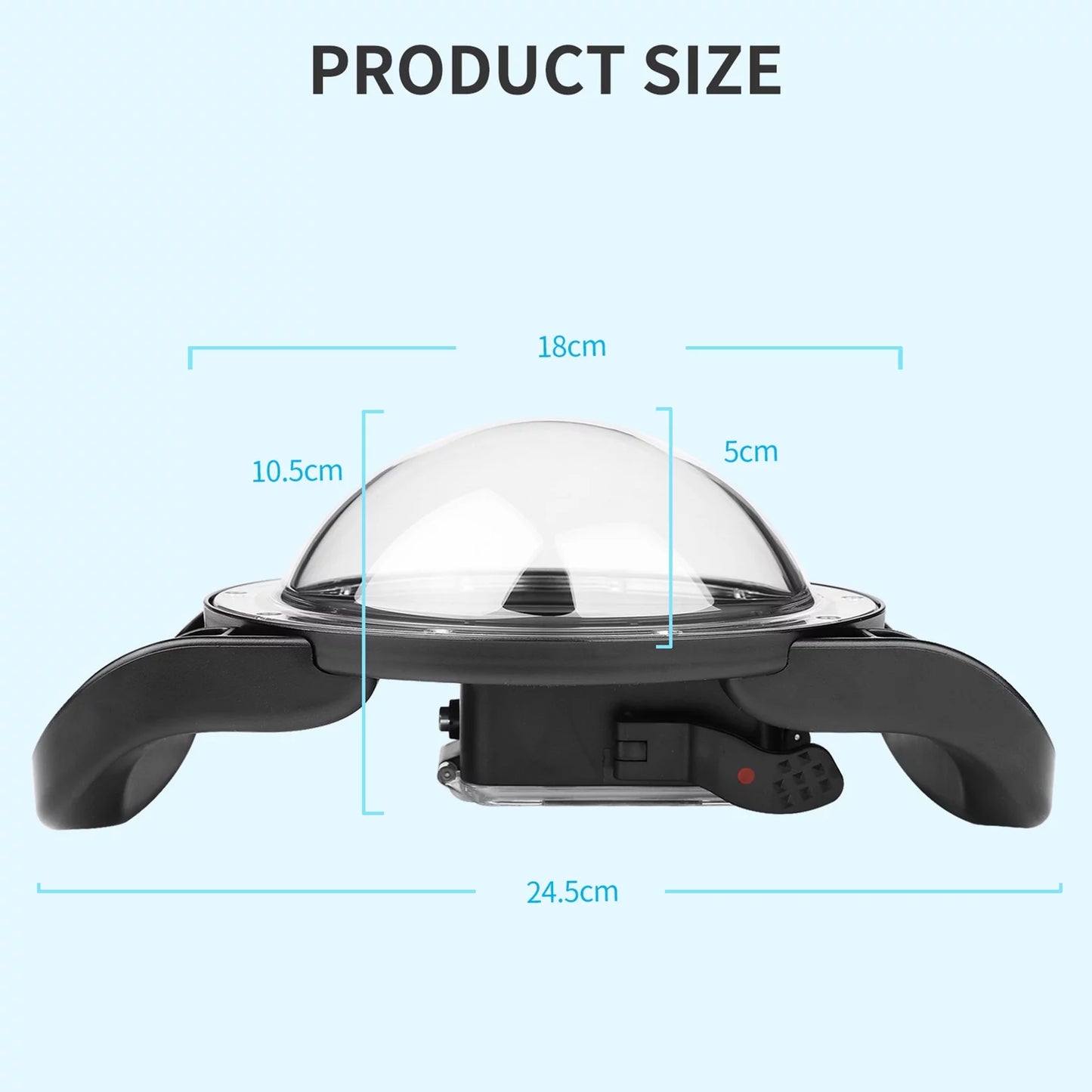 Waterproof Dome Port Case for 9 Black and 10SHOOT XTGP559, Dual Handle, 45m Waterproof, 180° Wide Angle