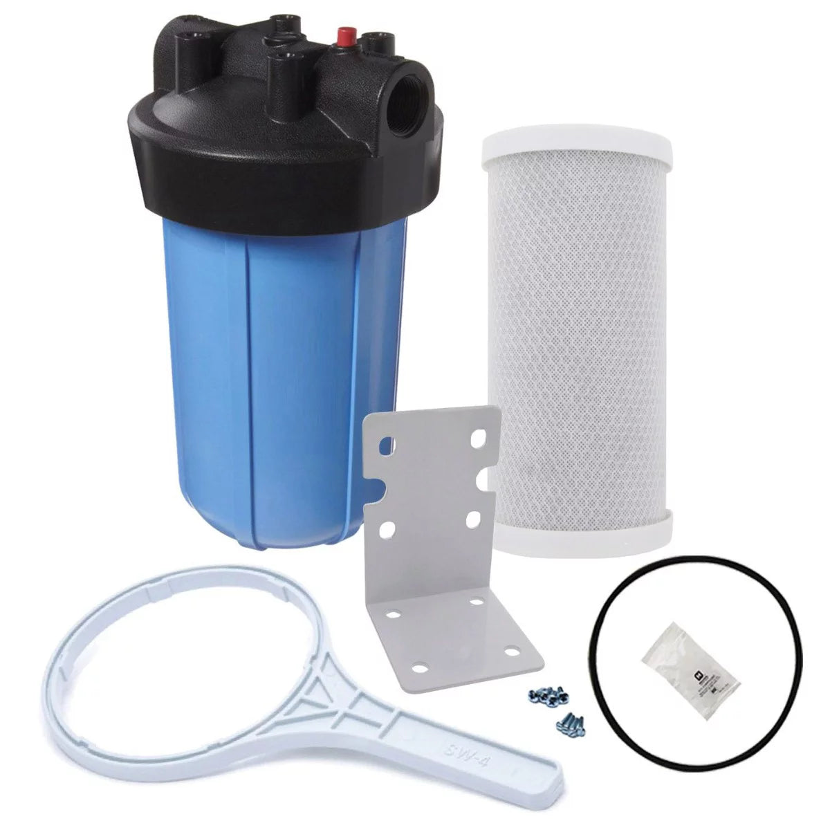 Tier1 5 Micron 10 Inch x 4.5 Inch Carbon Water Filter Replacement Cartridge Kit with 10 inch Big PP Housing and Pressure Release (1 inch Inlet/Outlet) | Compatible with EP-BB, Home Water Filter