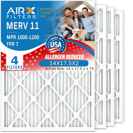 14X17.5X2 Air Filter MERV 11 Comparable to MPR 1000, MPR 1200 & FPR 7 Compatible with New Style Honeywell DR90 & DR120 50070171-002 Dehumidifiers 4 Pack by AIRX FILTERS WICKED CLEAN AIR.