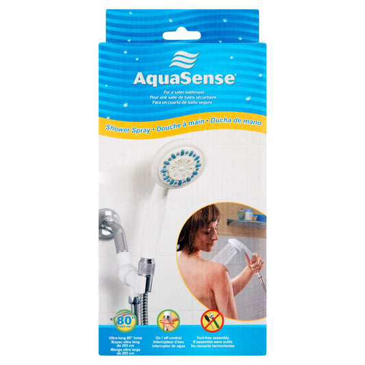 AquaSense 3 Setting Handheld Shower Head with Ultra-Long Stainless Steel Hose, White