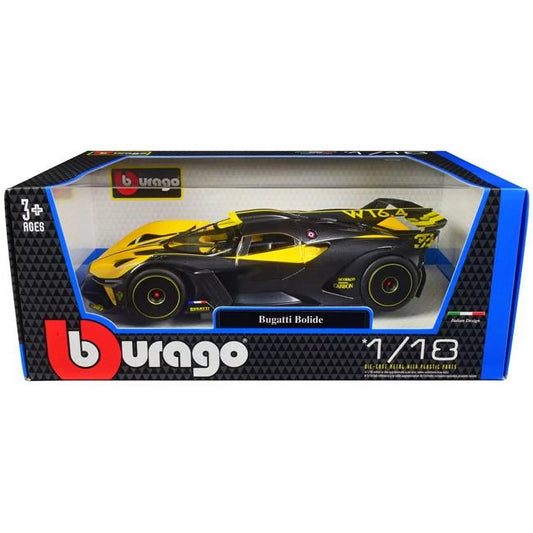 Bburago 11047y Bugatti Bolide Yellow & Carbon Gray 1-18 Diecast Model Car