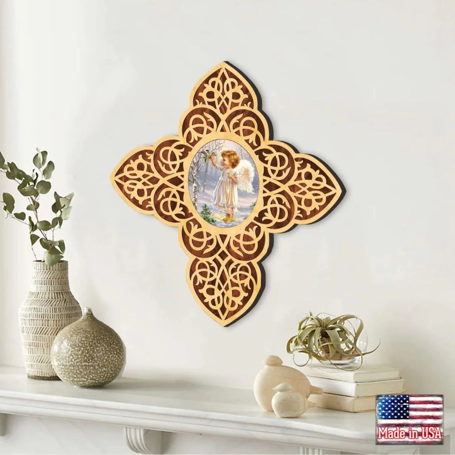 Angel Girl Filigree Wooden Cross by D. Gelsinger | Inspirational Icon D�cor - 88482-DG