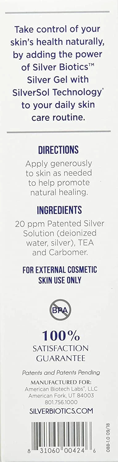 American Biotech Labs Silver Biotics Silver Gel Ultimate Skin & Body Care 4 oz