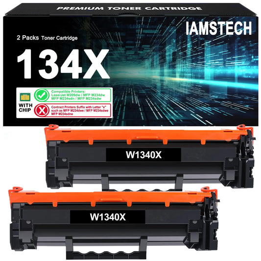 134X 134A Toner Cartridge Compatible for W1340X W1340A LaserJet M209dw MFP M234dw M234sdn M234sdw Printer Ink High Yield (Black, 2-Pack)