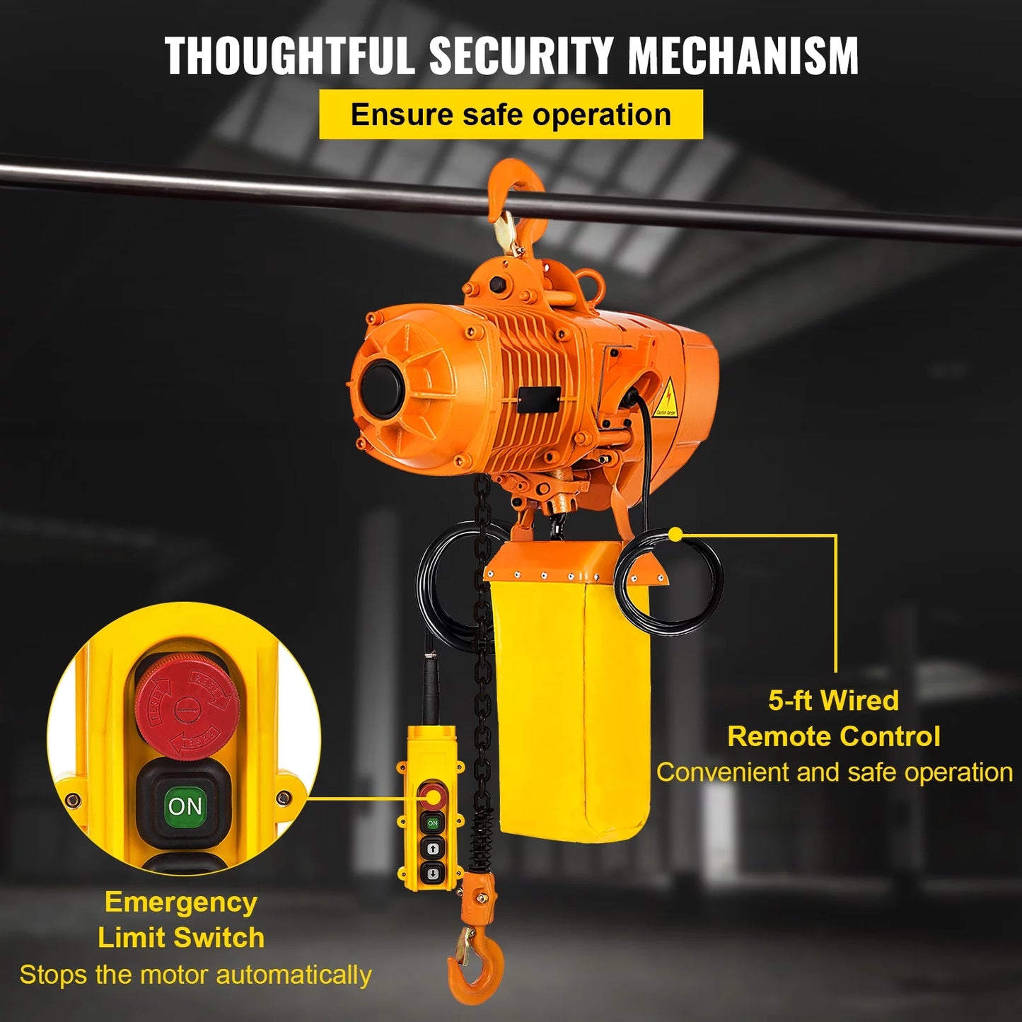 VEVOR 1 Ton Electric Chain Hoist, Single Phase 2200LBS/10FT Lift Height with Electrical Hook, Mount Chain Hoist G80, Double Chain with Pendant Control 110V for Logistics, Factories and Agriculture