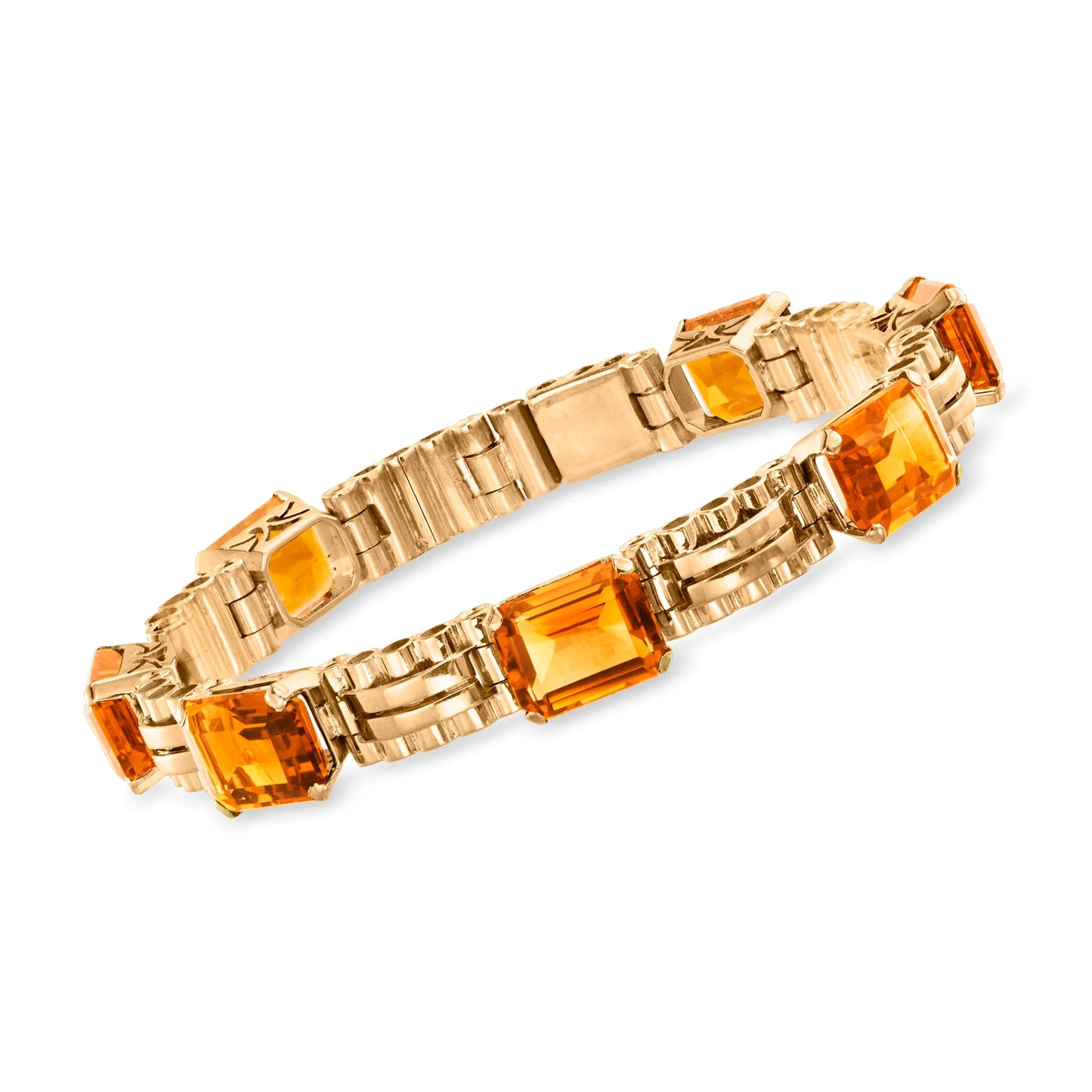 Ross-Simons C. 1940 Vintage 27.30 ct. t.w. Citrine Link Bracelet in 18kt Yellow Gold, Women's, Adult, Pre-Owned