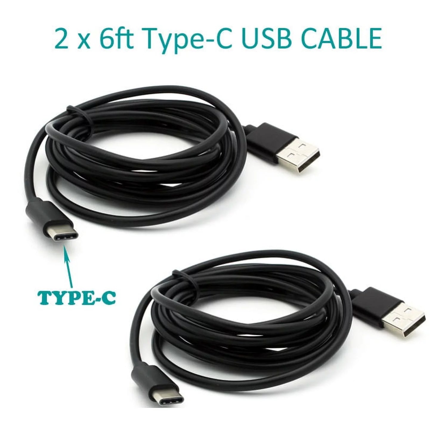 Type-C USB Cable Fast Home Car Charger 6ft Long Travel Power Q1Z for Samsung Galaxy Fold A9 A50 A20 A10e - Sonim XP8 XP3 - Sony Xperia 5 10 Plus 1 - Xiaomi Redmi Note 7, Mi Mix 2 9T 9