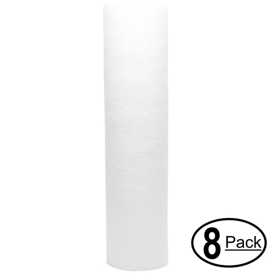 8-Pack Replacement for Watts RO-TFM-4SV Polypropylene Sediment Filter - Universal 10-inch 5-Micron Cartridge for WATTS PREMIER 500025 FOUR STAGE REVERSE OSMOSIS SYSTEM - Denali Pure Brand