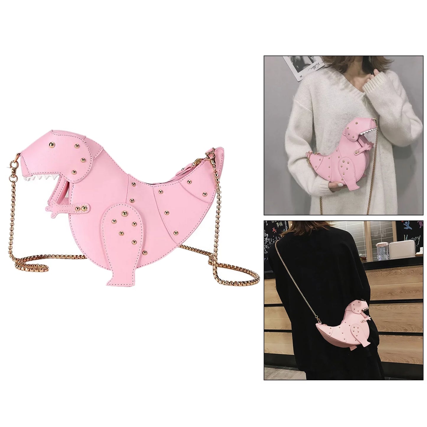 Women Cartoon Shoulder Bag Chic Chain Strap Purse Handbag - , 27.5x11x16cm Pink