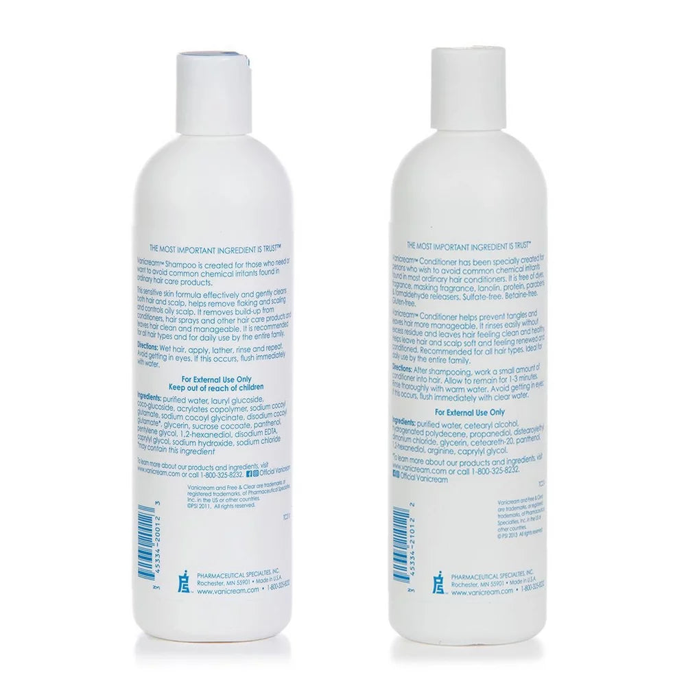 Vanicream (Free & Clear) Shampoo 12 oz & Conditioner 12 oz Combo Pack