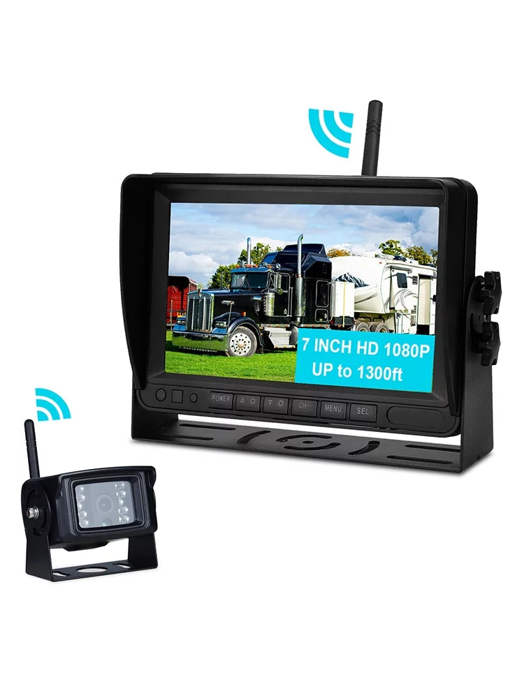 7" Display AHD 1080P Wireless 1CH Rear View Backup Camera Kit for Truck Trailer