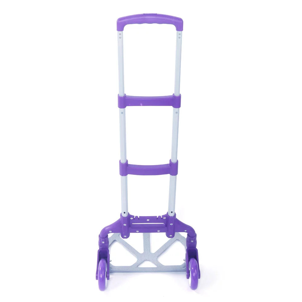 YeekTok Portable Aluminium Cart Folding Push Truck Hand Collapsible Trolley Luggage Purple