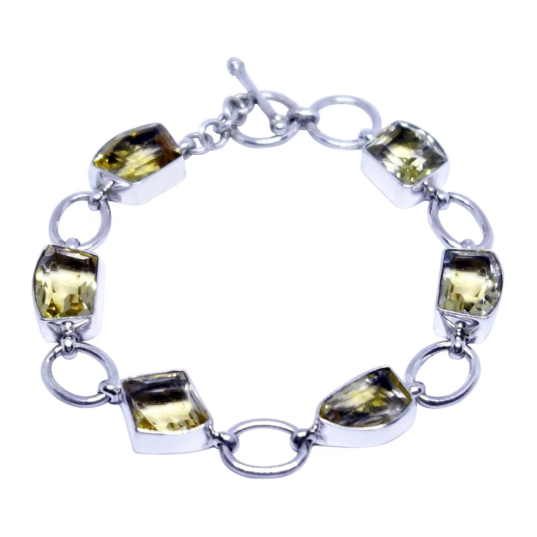 925 Silver Bracelet for Women, Natural Lemon Quartz Gemstone, Designer Bracelets, Handmade Fashion Jewelry