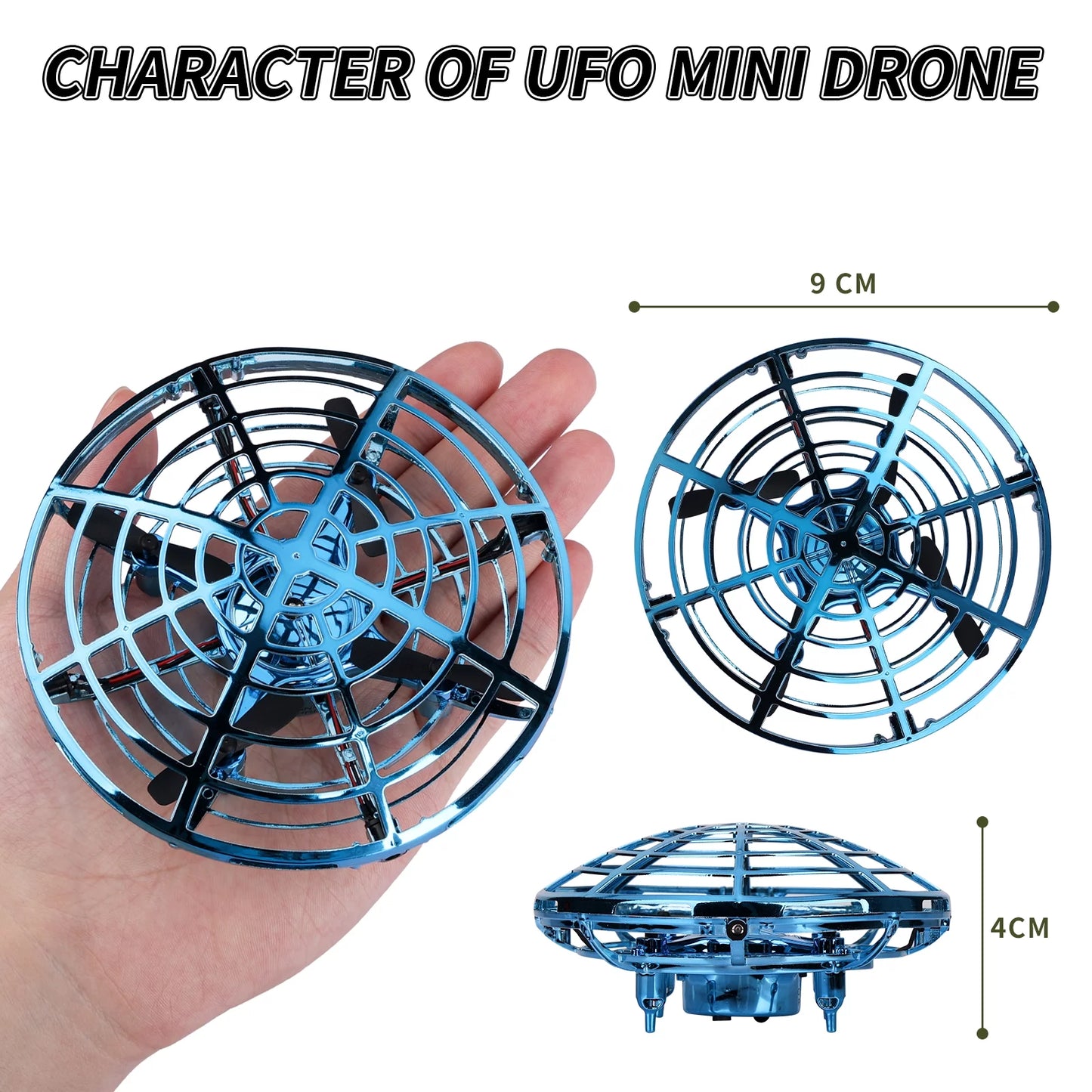 SUPER JOY Hand Operated Drone for Kids or Adults, Hands Free Motion Sensor Mini Drone,Small UFO Toy Flying Ball Drone Toy with light for Boys and Girls