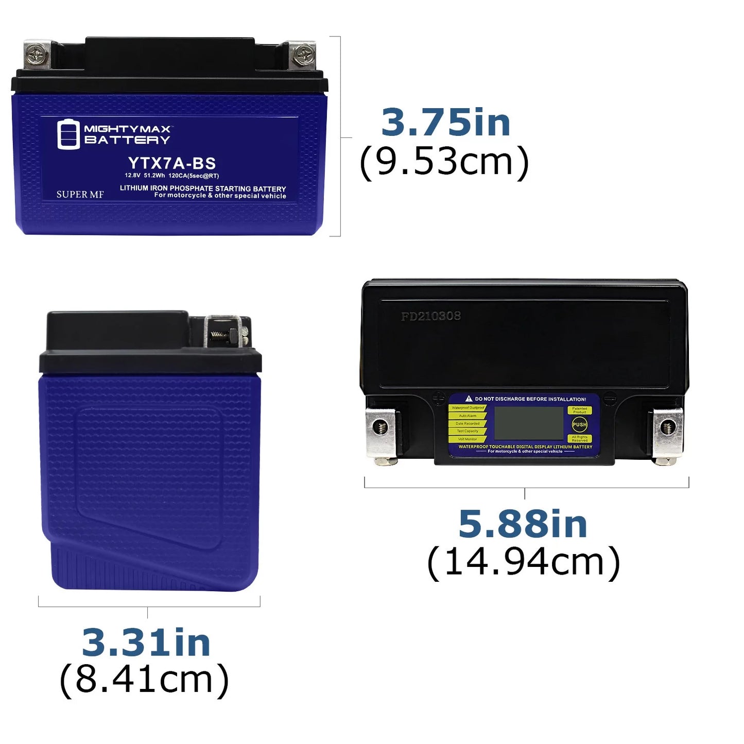 YTX7A-BS Lithium Replacement Battery Compatible with Peugeot Scooter 50 Tweet Evo 2014 - 4 Pack