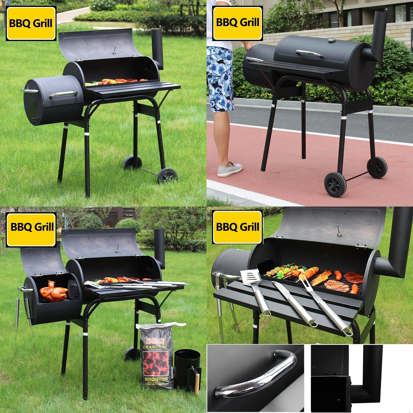 Vebreda Outdoor BBQ Grill Charcoal Barbecue Pit Backyard Meat Cooker Smoker