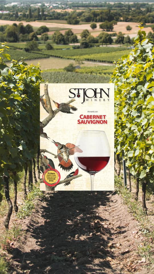 St. John Winery Cabernet Sauvignon Red Wine, Arkansas, 13.5% ABV, 3L Box -20 Servings-150ml Each