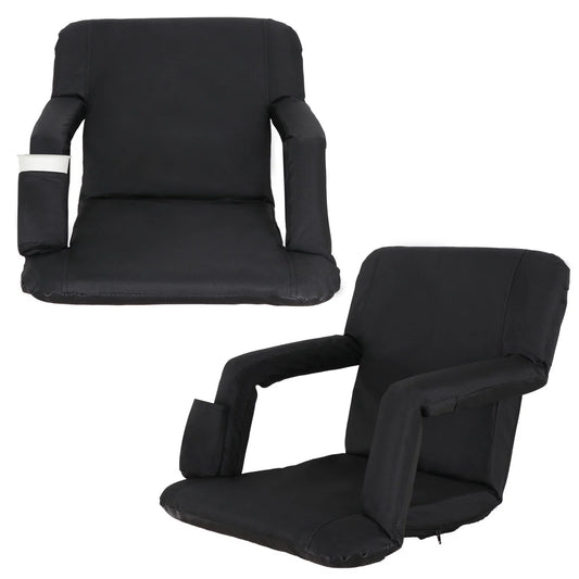 ZenSports 2PCS Portable Stadium Seat Chair for Bleacher 6 Reclining Positions Black