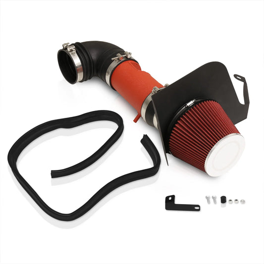 AJP Distributors Cold Air Short Ram Intake CAI SRI Induction System Kit Red Aluminum Piping + Heat Shield Filter Compatible/Replacement For Cadillac CTS-V V8 5.7L 6.0L 2004 2005 2006 2007 04 05 06 07