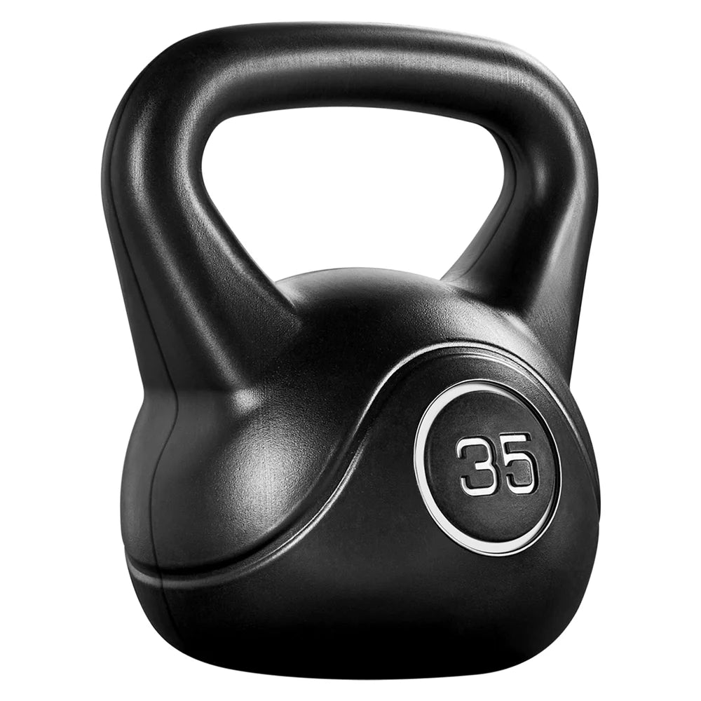 Yaheetech HDPE Coated Kettlebell for Home Gym Fitness Bodybuilding Weight Lifting, Black, 35lbs