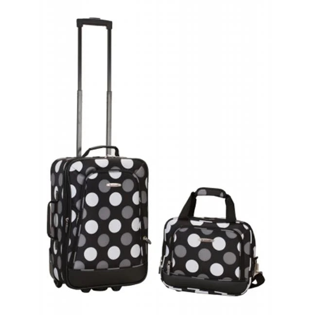 Rockland 2 Pc New Blk Dot Luggage Set