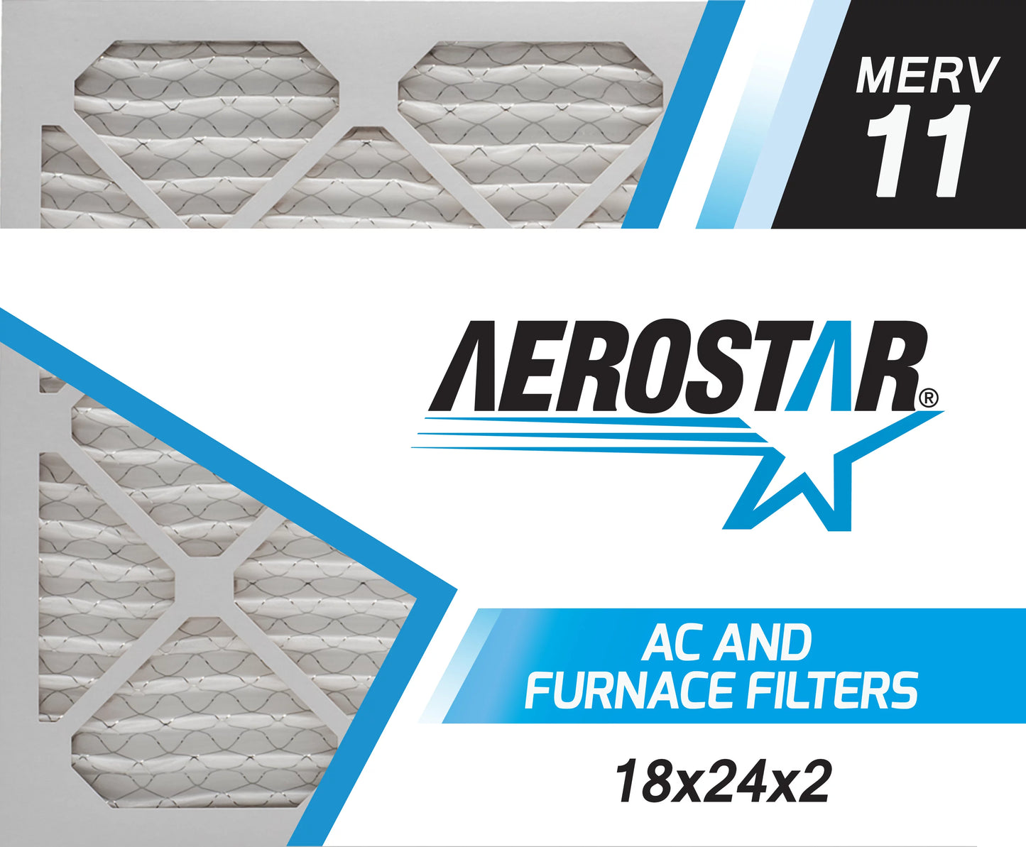 Aerostar 18x24x2 MERV 11, Pleated Air Filter, 18x24x2, Box of 6, Made in the USA